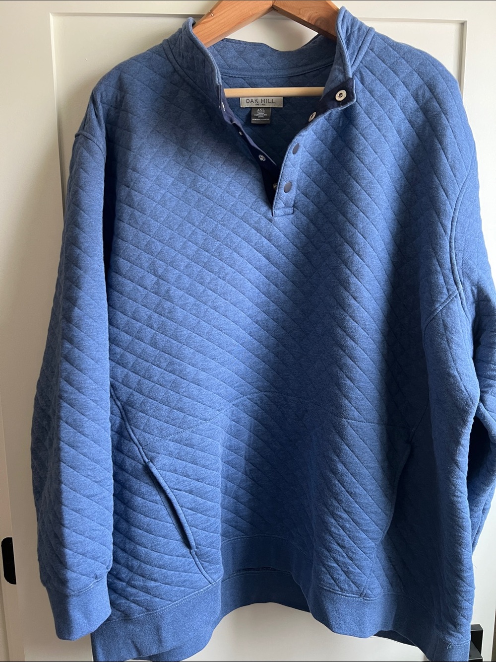Textured Blue Quilted Henley Sweatshirt